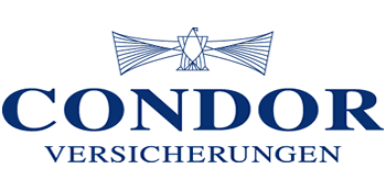 Logo von Condor Versicherungen mit stilisiertem Adler und blauem Schriftzug.