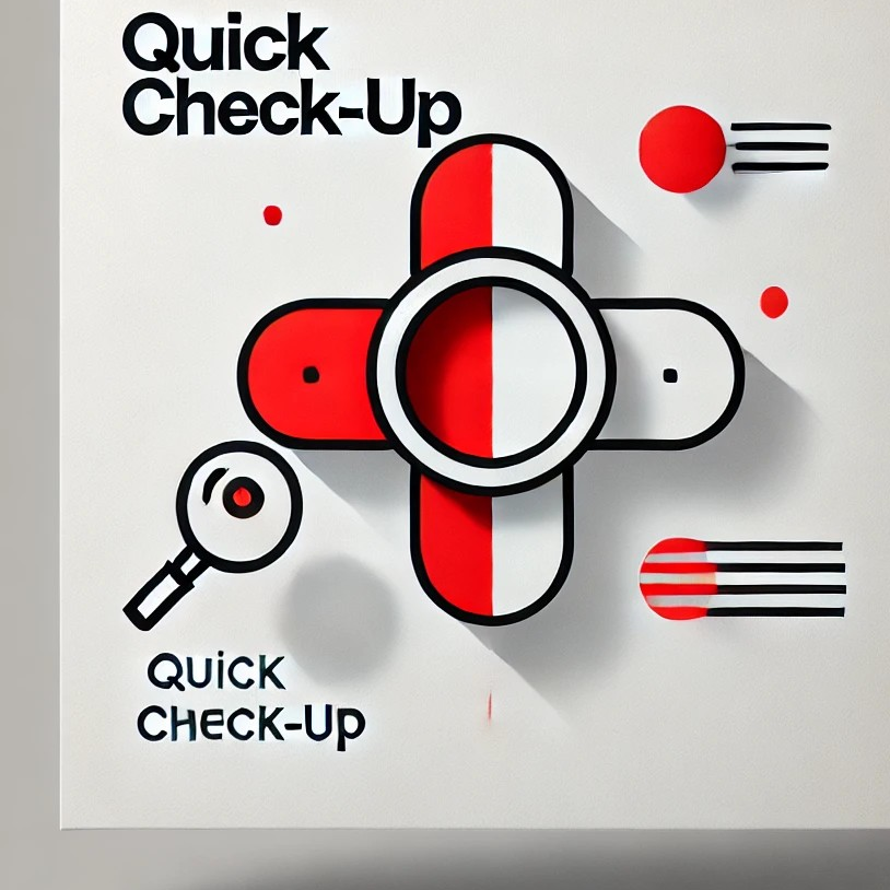 Grafik mit einem medizinischen Kreuzsymbol und der Aufschrift "Quick Check-Up".