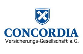 Logo der Concordia Versicherungs-Gesellschaft a.G. mit Schild und Schriftzug.