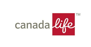 Logo von Canada Life mit rotem Quadrat und Schriftzug in Grau und Weiß.