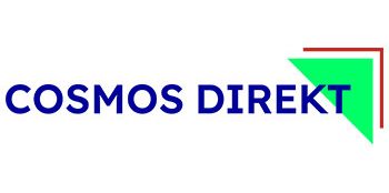 Logo von Cosmos Direkt in Blau, Grün und Rot mit klaren, modernen Schriftzügen.