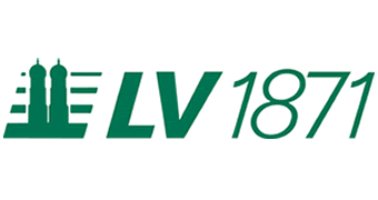 Logo von LV 1871 in grüner Schrift mit zwei Türmen im Hintergrund.