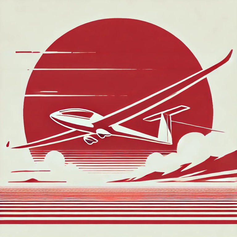 Ein stilisiertes Flugzeug fliegt vor einem roten Sonnenuntergang über den Wolken. Berufsunfähigkeitsversicherung