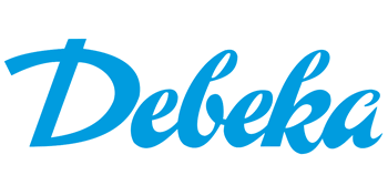 Blaues Debeka-Logo in geschwungener Schrift.