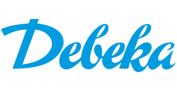 Logo der Debeka in blauer Schrift auf hellem Hintergrund.