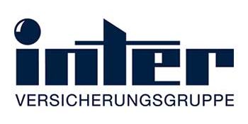 Logo der INTER Versicherungsgruppe in blauer Schrift auf weißem Hintergrund.