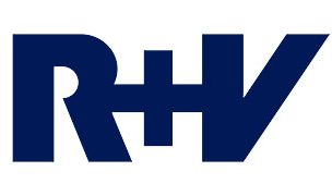 Logo der R+V Versicherung in dunkelblau auf weißem Hintergrund.