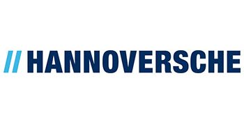 Logo der Hannoverschen, klare Schrift in Blau und Schwarz, modernes Design.