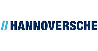 Logo der Hannoverschen, Schriftzug in Blau und Grau.
