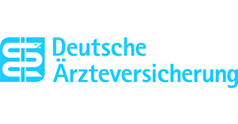 Logo der Deutschen Ärzteversicherung in blauer Schrift.