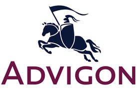 Logo von Advigon mit einem Pferd und einem Ritter auf dem Pferd.