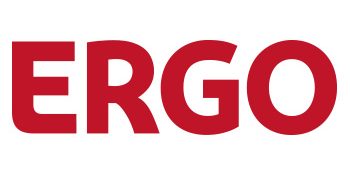 Logo von ERGO in roter Schrift auf weißem Hintergrund.