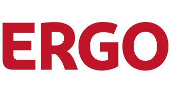 Logo von ERGO in roter Schrift auf weißem Hintergrund.