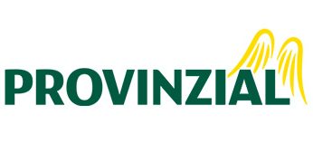 Das Logo von Provinzial mit grünem Schriftzug und gelben Flügeln.