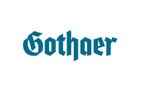 Logo von Gothaer in blauer Schrift auf weißem Hintergrund.