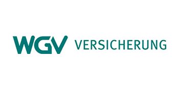 Logo der WGV Versicherung in Schriftzug mit türkisfarbenem Hintergrund.