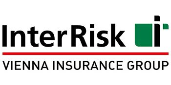 Logo der InterRisk Wiener Versicherung Gruppe mit stilisierten Buchstaben und grafischen Elementen.