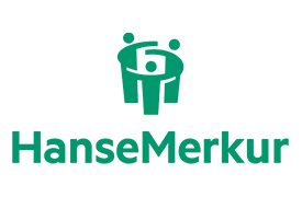 Logo von HanseMerkur mit stilisierten Personen, die zusammenstehen.