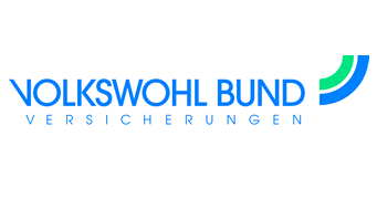 Logo des Volkswohl Bund Versicherungen mit blauer Schrift und farbigen grafischen Elementen.