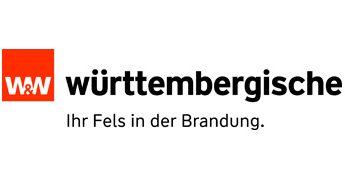 Logo der Württembergischen Versicherung mit dem Slogan "Ihr Fels in der Brandung".